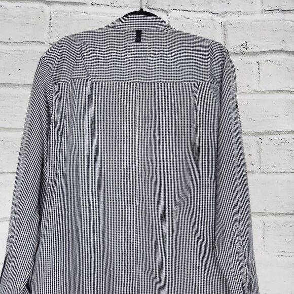 EDUN Mens Black White Gingham Collared Cotton Long Sleeve Button Up Shirt XL - Picture 8 of 12